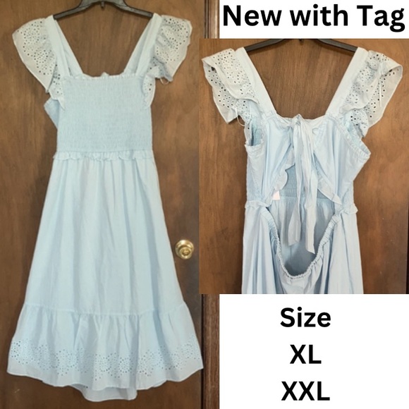 Relisted LC Lauren Conrad floral eyelet detail smock top tie back dress XL XXL - Picture 3 of 17